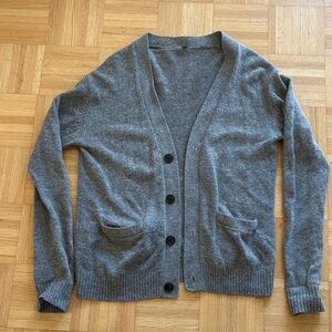 100% wool Gray Women's Cardigan Sweater